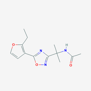 molecular formula C13H17N3O3 B7413384 N-[2-[5-(2-ethylfuran-3-yl)-1,2,4-oxadiazol-3-yl]propan-2-yl]acetamide 