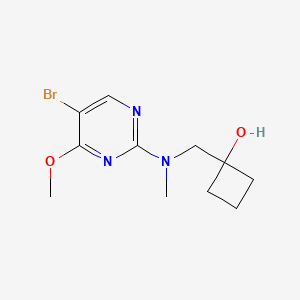 molecular formula C11H16BrN3O2 B7413447 1-[[(5-Bromo-4-methoxypyrimidin-2-yl)-methylamino]methyl]cyclobutan-1-ol 