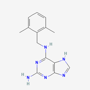 molecular formula C14H16N6 B7413452 6-N-[(2,6-dimethylphenyl)methyl]-7H-purine-2,6-diamine 