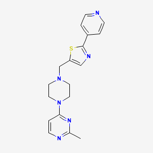 molecular formula C18H20N6S B7413476 5-[[4-(2-Methylpyrimidin-4-yl)piperazin-1-yl]methyl]-2-pyridin-4-yl-1,3-thiazole 