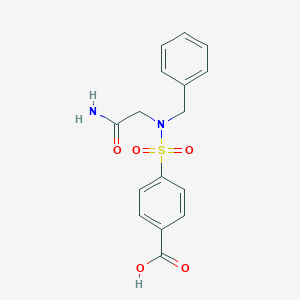 molecular formula C16H16N2O5S B7413484 4-[(2-Amino-2-oxoethyl)-benzylsulfamoyl]benzoic acid 