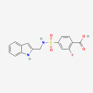 molecular formula C16H13FN2O4S B7413500 2-fluoro-4-(1H-indol-2-ylmethylsulfamoyl)benzoic acid 