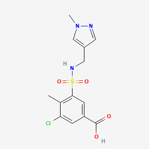 molecular formula C13H14ClN3O4S B7413542 3-Chloro-4-methyl-5-[(1-methylpyrazol-4-yl)methylsulfamoyl]benzoic acid 