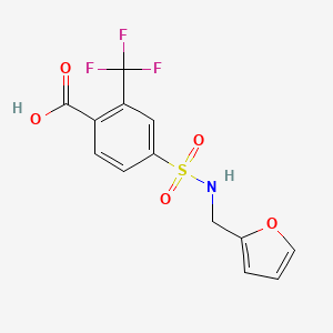 molecular formula C13H10F3NO5S B7413571 4-(Furan-2-ylmethylsulfamoyl)-2-(trifluoromethyl)benzoic acid 