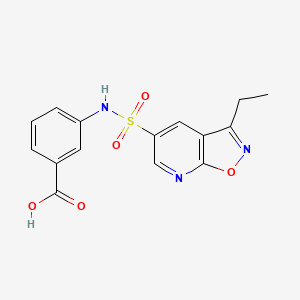 molecular formula C15H13N3O5S B7413613 3-[(3-Ethyl-[1,2]oxazolo[5,4-b]pyridin-5-yl)sulfonylamino]benzoic acid 