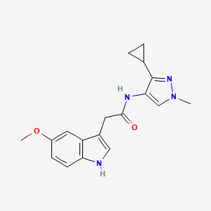 molecular formula C18H20N4O2 B7413666 N-(3-cyclopropyl-1-methylpyrazol-4-yl)-2-(5-methoxy-1H-indol-3-yl)acetamide 