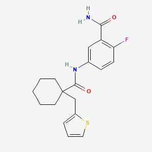 2-Fluoro-5-[[1-(thiophen-2-ylmethyl)cyclohexanecarbonyl]amino]benzamide