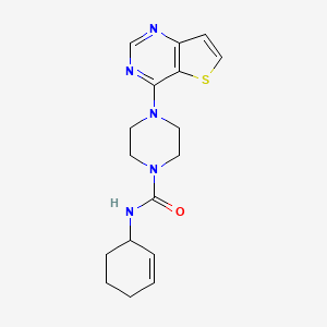 molecular formula C17H21N5OS B7413682 N-cyclohex-2-en-1-yl-4-thieno[3,2-d]pyrimidin-4-ylpiperazine-1-carboxamide 