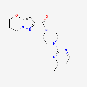 molecular formula C17H22N6O2 B7413734 6,7-dihydro-5H-pyrazolo[5,1-b][1,3]oxazin-2-yl-[4-(4,6-dimethylpyrimidin-2-yl)piperazin-1-yl]methanone 