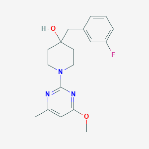 molecular formula C18H22FN3O2 B7413778 4-[(3-Fluorophenyl)methyl]-1-(4-methoxy-6-methylpyrimidin-2-yl)piperidin-4-ol 