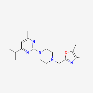 molecular formula C18H27N5O B7413783 4,5-Dimethyl-2-[[4-(4-methyl-6-propan-2-ylpyrimidin-2-yl)piperazin-1-yl]methyl]-1,3-oxazole 