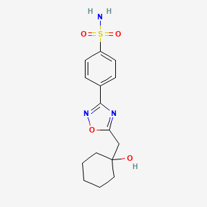 molecular formula C15H19N3O4S B7413836 4-[5-[(1-Hydroxycyclohexyl)methyl]-1,2,4-oxadiazol-3-yl]benzenesulfonamide 