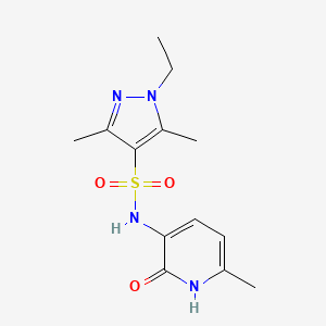 molecular formula C13H18N4O3S B7413898 1-ethyl-3,5-dimethyl-N-(6-methyl-2-oxo-1H-pyridin-3-yl)pyrazole-4-sulfonamide 