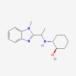 molecular formula C16H23N3O B7413911 (1R,2R)-2-[1-(1-methylbenzimidazol-2-yl)ethylamino]cyclohexan-1-ol 