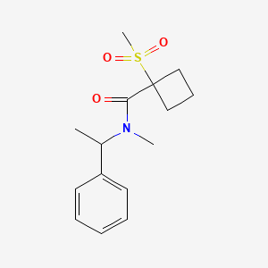 molecular formula C15H21NO3S B7413942 N-methyl-1-methylsulfonyl-N-(1-phenylethyl)cyclobutane-1-carboxamide 