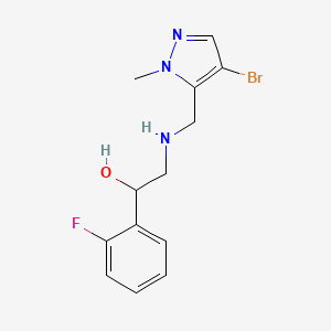 molecular formula C13H15BrFN3O B7413983 2-[(4-Bromo-2-methylpyrazol-3-yl)methylamino]-1-(2-fluorophenyl)ethanol 