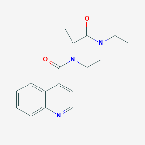 1-Ethyl-3,3-dimethyl-4-(quinoline-4-carbonyl)piperazin-2-one