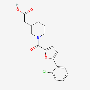 molecular formula C18H18ClNO4 B7414076 2-[1-[5-(2-Chlorophenyl)furan-2-carbonyl]piperidin-3-yl]acetic acid 