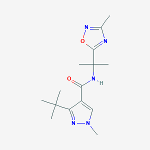 molecular formula C15H23N5O2 B7414079 3-tert-butyl-1-methyl-N-[2-(3-methyl-1,2,4-oxadiazol-5-yl)propan-2-yl]pyrazole-4-carboxamide 