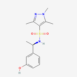 molecular formula C14H19N3O3S B7414089 N-[(1R)-1-(3-hydroxyphenyl)ethyl]-1,3,5-trimethylpyrazole-4-sulfonamide 