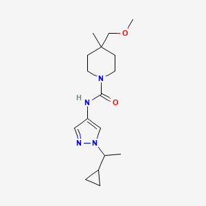 molecular formula C17H28N4O2 B7414105 N-[1-(1-cyclopropylethyl)pyrazol-4-yl]-4-(methoxymethyl)-4-methylpiperidine-1-carboxamide 