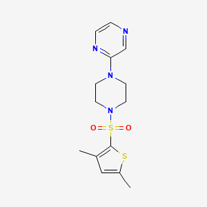 molecular formula C14H18N4O2S2 B7414139 2-[4-(3,5-Dimethylthiophen-2-yl)sulfonylpiperazin-1-yl]pyrazine 