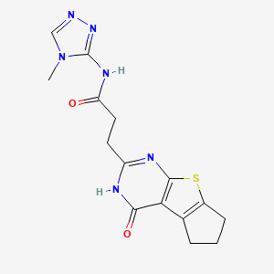 N-(4-methyl-1,2,4-triazol-3-yl)-3-(12-oxo-7-thia-9,11-diazatricyclo[6.4.0.02,6]dodeca-1(8),2(6),9-trien-10-yl)propanamide