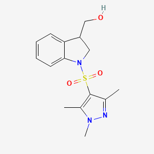 molecular formula C15H19N3O3S B7414192 [1-(1,3,5-Trimethylpyrazol-4-yl)sulfonyl-2,3-dihydroindol-3-yl]methanol 