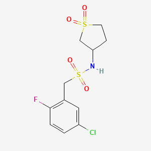 molecular formula C11H13ClFNO4S2 B7414217 1-(5-chloro-2-fluorophenyl)-N-(1,1-dioxothiolan-3-yl)methanesulfonamide 