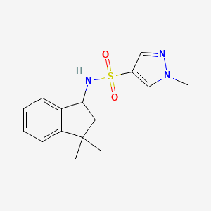 molecular formula C15H19N3O2S B7414218 N-(3,3-dimethyl-1,2-dihydroinden-1-yl)-1-methylpyrazole-4-sulfonamide 