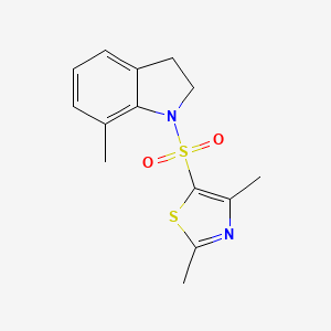 molecular formula C14H16N2O2S2 B7414243 2,4-Dimethyl-5-[(7-methyl-2,3-dihydroindol-1-yl)sulfonyl]-1,3-thiazole 