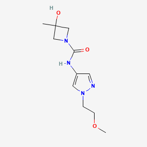 molecular formula C11H18N4O3 B7414266 3-hydroxy-N-[1-(2-methoxyethyl)pyrazol-4-yl]-3-methylazetidine-1-carboxamide 