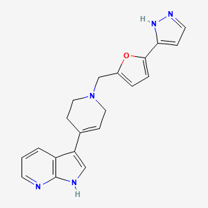 molecular formula C20H19N5O B7414309 3-[1-[[5-(1H-pyrazol-5-yl)furan-2-yl]methyl]-3,6-dihydro-2H-pyridin-4-yl]-1H-pyrrolo[2,3-b]pyridine 