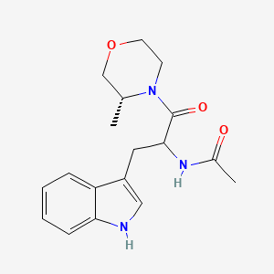 molecular formula C18H23N3O3 B7414331 N-[3-(1H-indol-3-yl)-1-[(3R)-3-methylmorpholin-4-yl]-1-oxopropan-2-yl]acetamide 