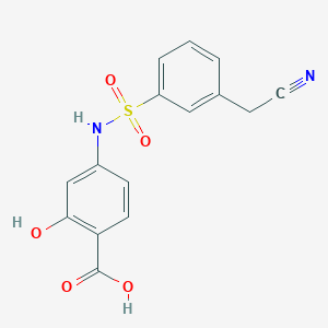 molecular formula C15H12N2O5S B7414367 4-[[3-(Cyanomethyl)phenyl]sulfonylamino]-2-hydroxybenzoic acid 