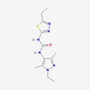 molecular formula C12H18N6OS B7414371 1-(1-Ethyl-3,5-dimethylpyrazol-4-yl)-3-(5-ethyl-1,3,4-thiadiazol-2-yl)urea 