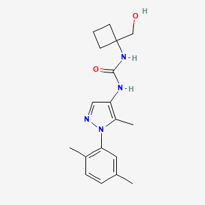 molecular formula C18H24N4O2 B7414391 1-[1-(2,5-Dimethylphenyl)-5-methylpyrazol-4-yl]-3-[1-(hydroxymethyl)cyclobutyl]urea 