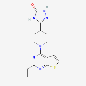 molecular formula C15H18N6OS B7414400 3-[1-(2-Ethylthieno[2,3-d]pyrimidin-4-yl)piperidin-4-yl]-1,4-dihydro-1,2,4-triazol-5-one 