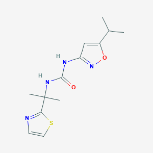 molecular formula C13H18N4O2S B7414426 1-(5-Propan-2-yl-1,2-oxazol-3-yl)-3-[2-(1,3-thiazol-2-yl)propan-2-yl]urea 