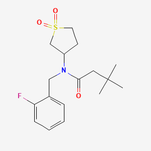 molecular formula C17H24FNO3S B7414446 N-(1,1-dioxothiolan-3-yl)-N-[(2-fluorophenyl)methyl]-3,3-dimethylbutanamide 