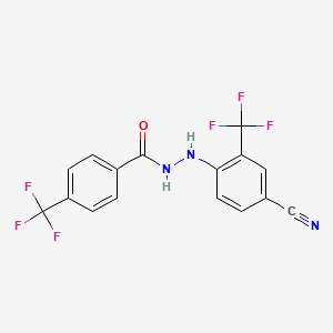 molecular formula C16H9F6N3O B7414465 N'-[4-cyano-2-(trifluoromethyl)phenyl]-4-(trifluoromethyl)benzohydrazide 