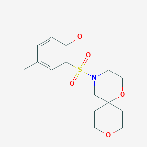 molecular formula C16H23NO5S B7414472 4-(2-Methoxy-5-methylphenyl)sulfonyl-1,9-dioxa-4-azaspiro[5.5]undecane 