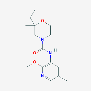 molecular formula C15H23N3O3 B7414487 2-ethyl-N-(2-methoxy-5-methylpyridin-3-yl)-2-methylmorpholine-4-carboxamide 