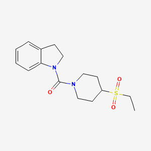 molecular formula C16H22N2O3S B7414497 2,3-Dihydroindol-1-yl-(4-ethylsulfonylpiperidin-1-yl)methanone 