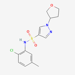 molecular formula C14H16ClN3O3S B7414512 N-(2-chloro-5-methylphenyl)-1-(oxolan-3-yl)pyrazole-4-sulfonamide 