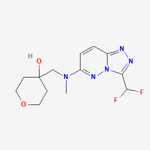 molecular formula C13H17F2N5O2 B7414520 4-[[[3-(Difluoromethyl)-[1,2,4]triazolo[4,3-b]pyridazin-6-yl]-methylamino]methyl]oxan-4-ol 