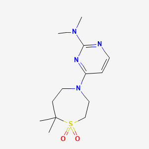 molecular formula C13H22N4O2S B7414566 4-(7,7-dimethyl-1,1-dioxo-1,4-thiazepan-4-yl)-N,N-dimethylpyrimidin-2-amine 