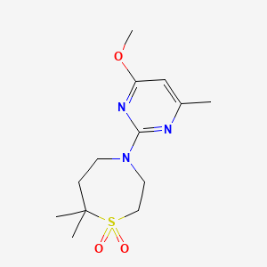 molecular formula C13H21N3O3S B7414567 4-(4-Methoxy-6-methylpyrimidin-2-yl)-7,7-dimethyl-1,4-thiazepane 1,1-dioxide 