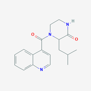 molecular formula C18H21N3O2 B7414579 3-(2-Methylpropyl)-4-(quinoline-4-carbonyl)piperazin-2-one 