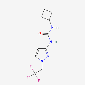 molecular formula C10H13F3N4O B7414588 1-Cyclobutyl-3-[1-(2,2,2-trifluoroethyl)pyrazol-3-yl]urea 